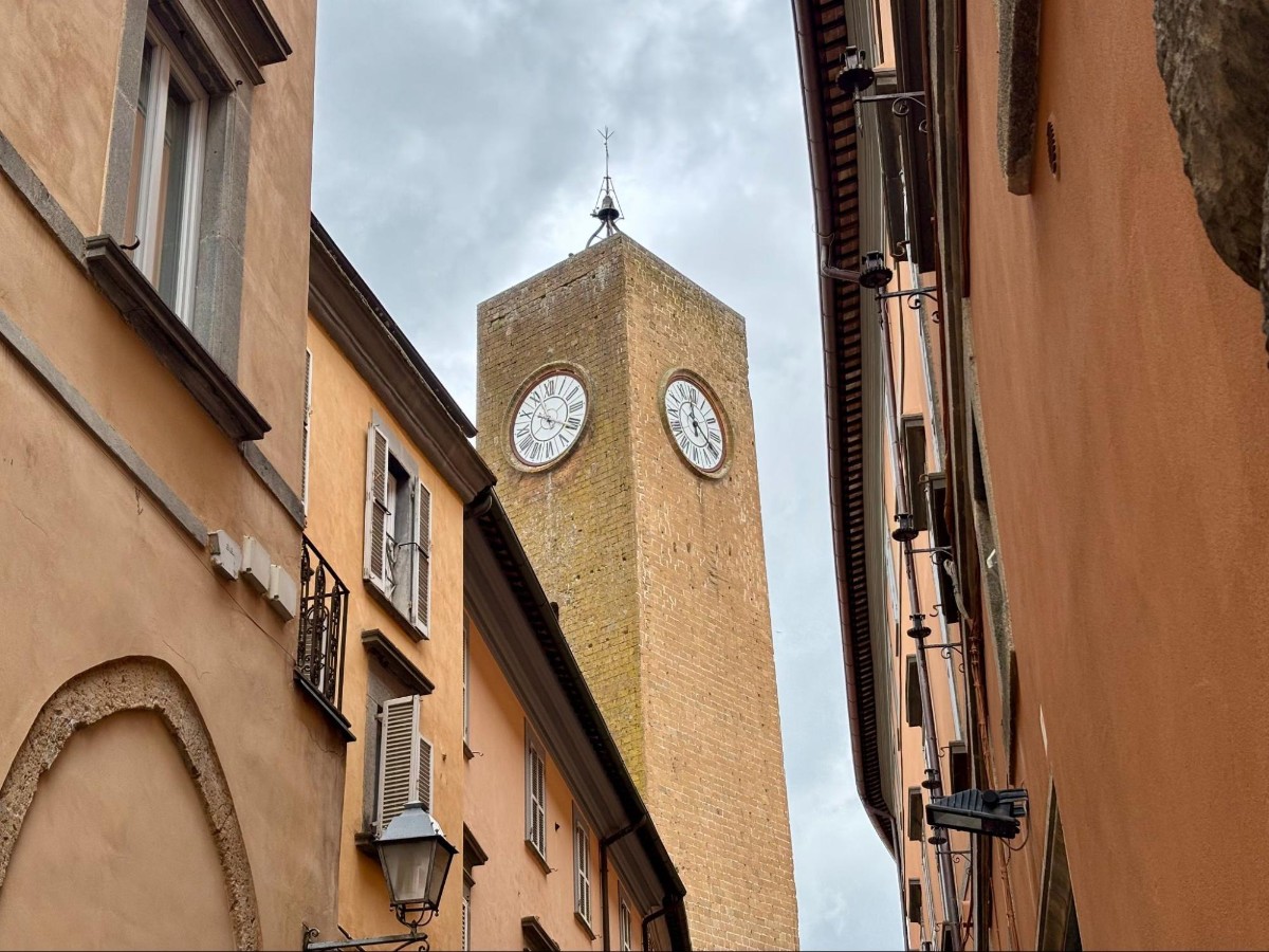 View of the Torre del Moro Clock Tower from below