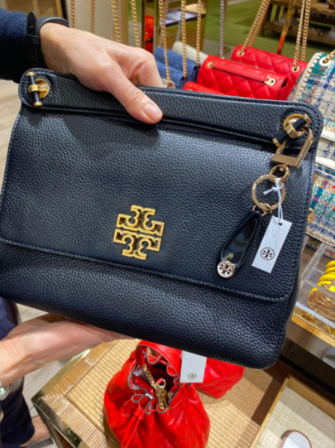 Closeup look of the Tory Burch bag