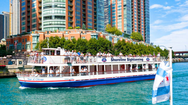 View of the tourists on the Shoreline Sightseeing boat
