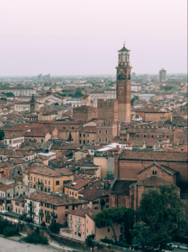 Overlooking view of the Torre dei Lamberti from Castel San Pietro