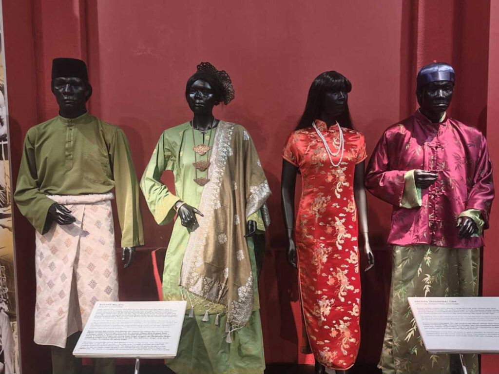 The traditional Malay costumes displayed at the National Textiles Museum