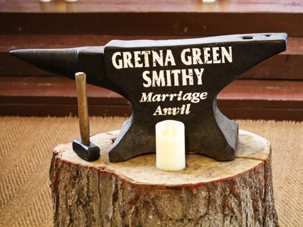 Closeup look of the traditional marriage anvil in Gretna Green