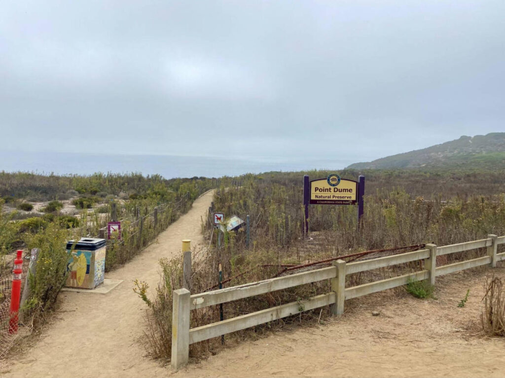 A trail in Point Dume on a foggy day