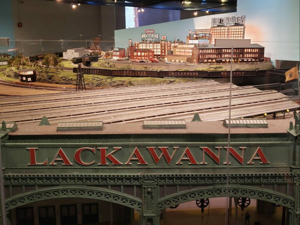Closeup look of the train exhibit at the Liberty Science Center
