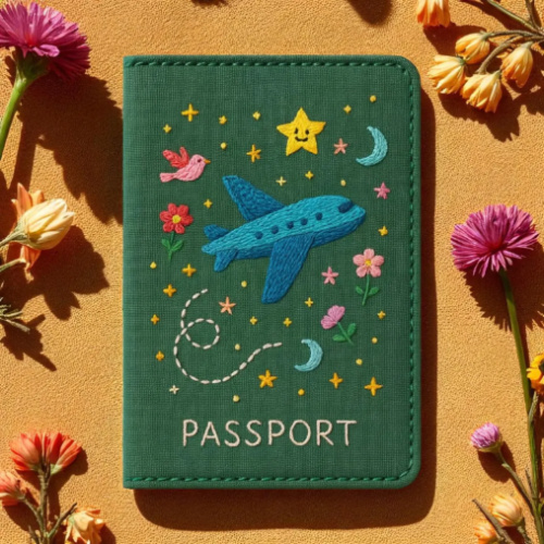 Travel Embroidered Passport Cover