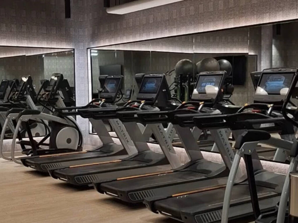 The treadmills and other equipment in the fitness centre