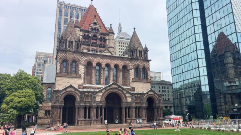 The Trinity Church in Copley Square from the outside