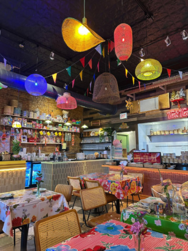 View of the colorful interior of Tuk Tuk Thai