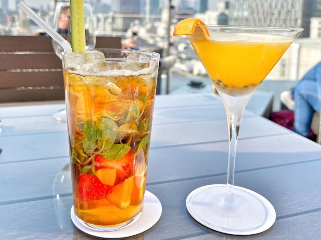 Peach and passionfruit martinis and mojitos served at Two Rooms Bar Omotesando