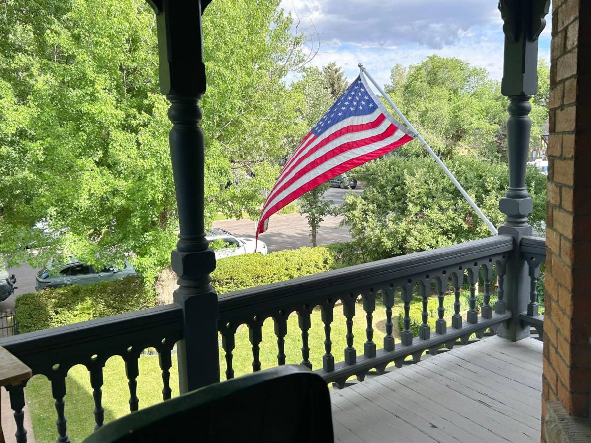 The US Flag at the front deck