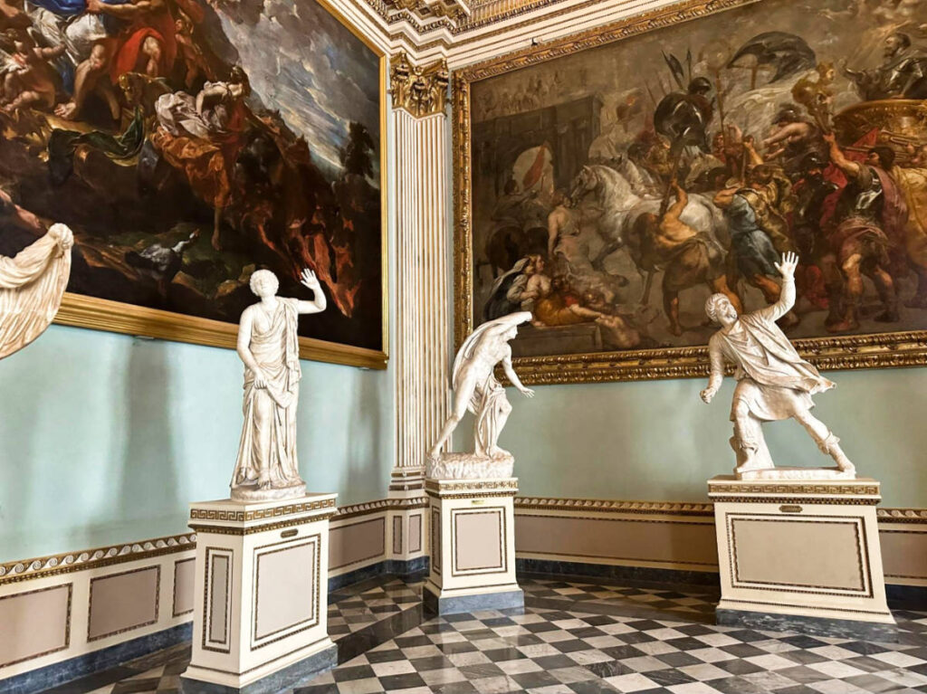 The artworks and sculptures inside the Uffizi Gallery