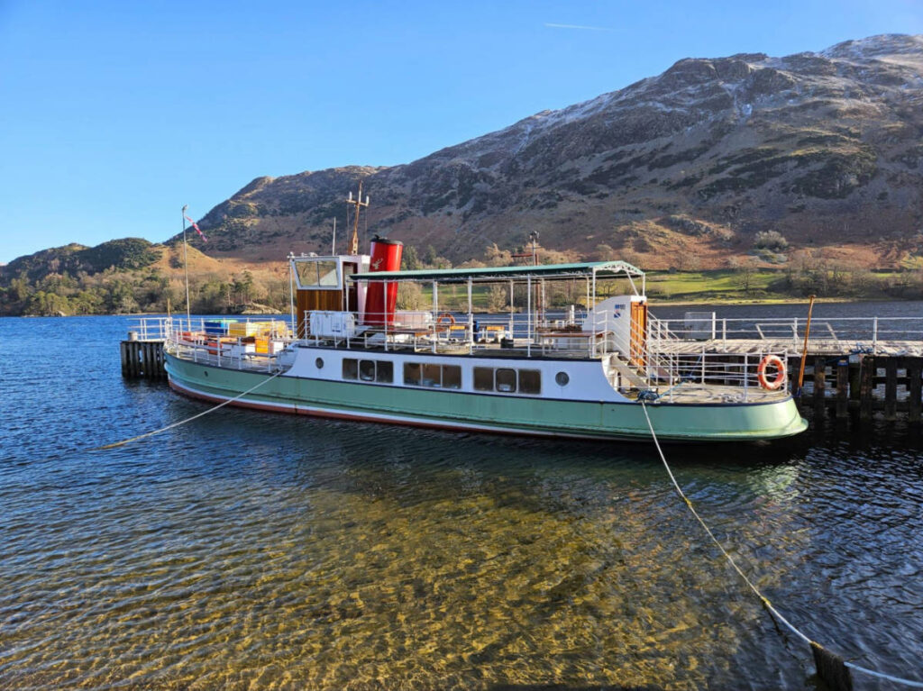 The heritage Ullswater Steamers at Glenridding Pier