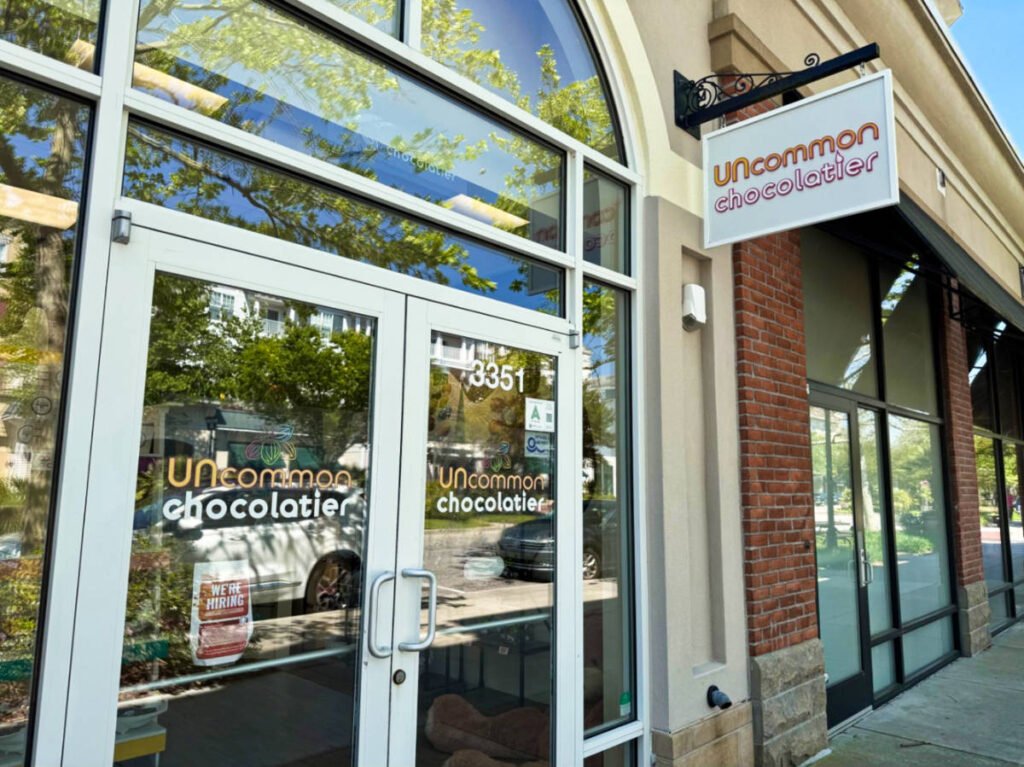 View of the exterior and entrance of Uncommon Chocolatier