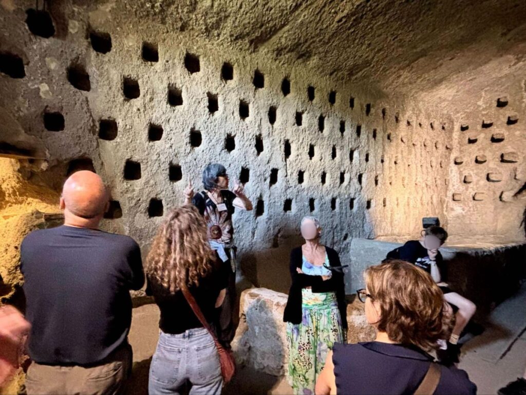 Tourist inside an Underground Pigeonholes