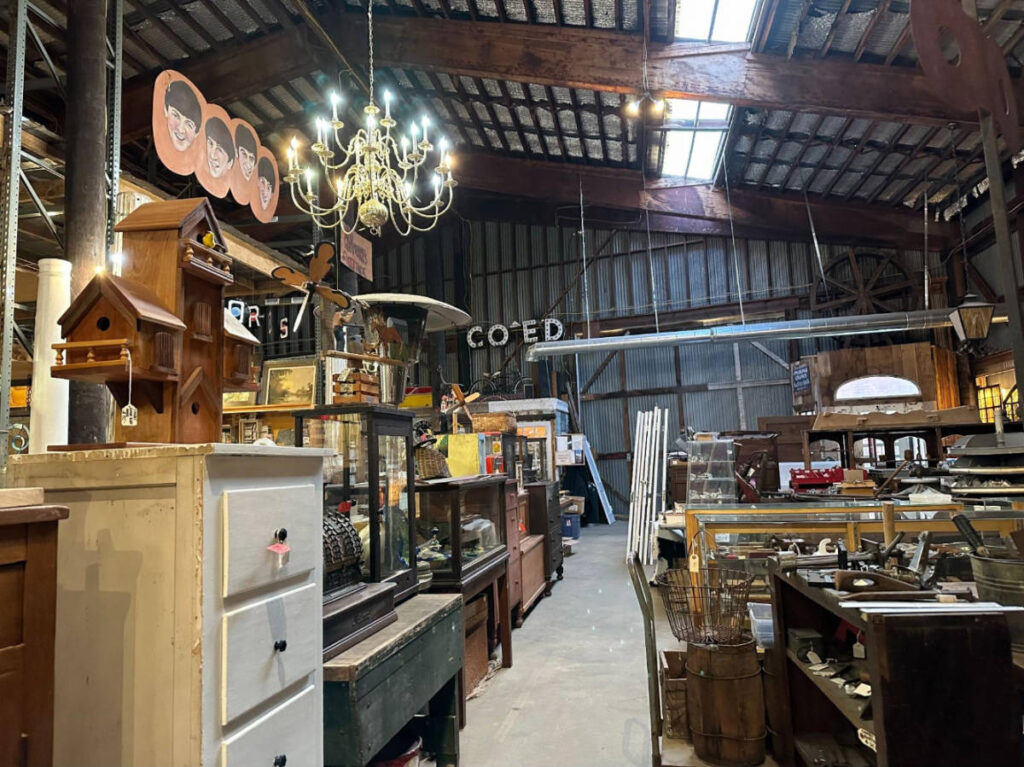 Antiques displayed inside the Underground Salvage Co.