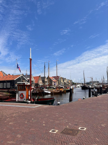 View of the traditional homes near the water in Urk