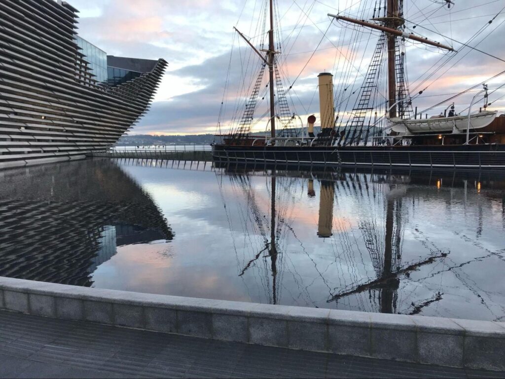 The V&A museum and RRS Discovery at Dundee's waterfront