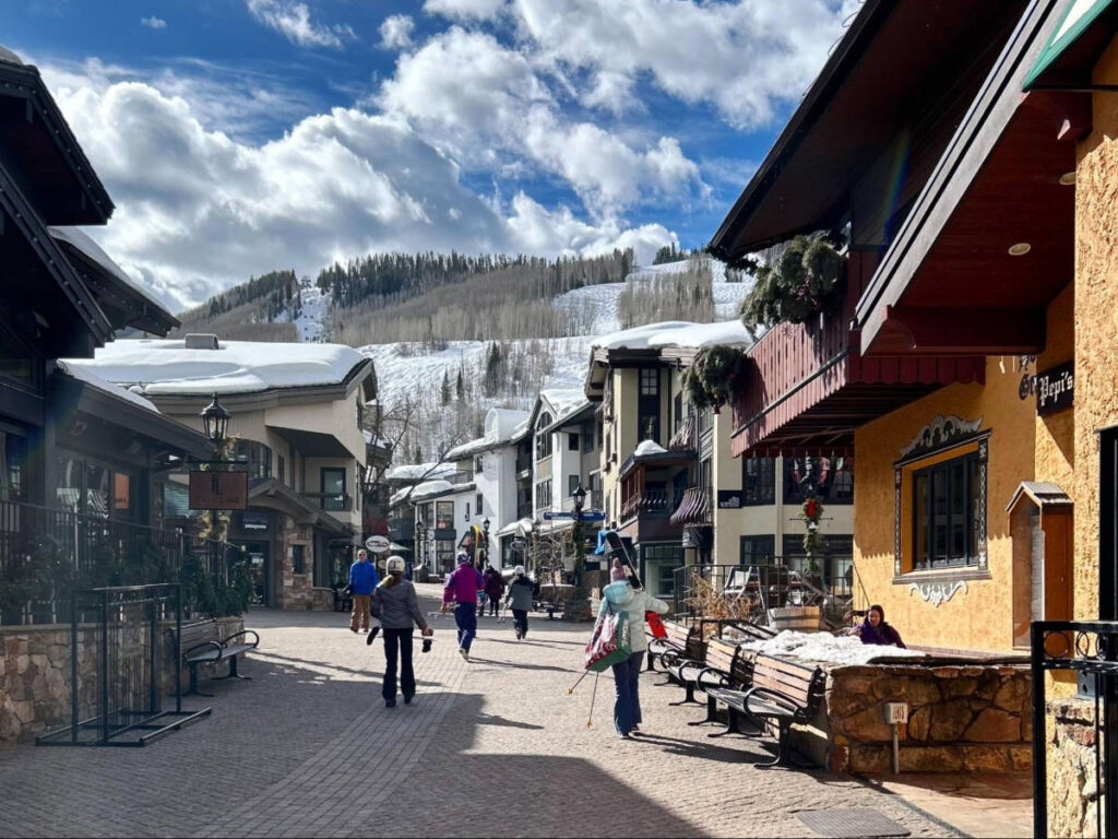 Scenic snow covered mountain views from the Vail Village