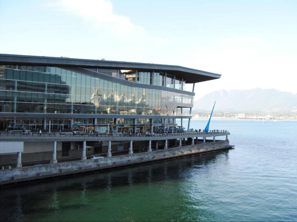 View of the waterfront glass building of Vancouver Convention Centre