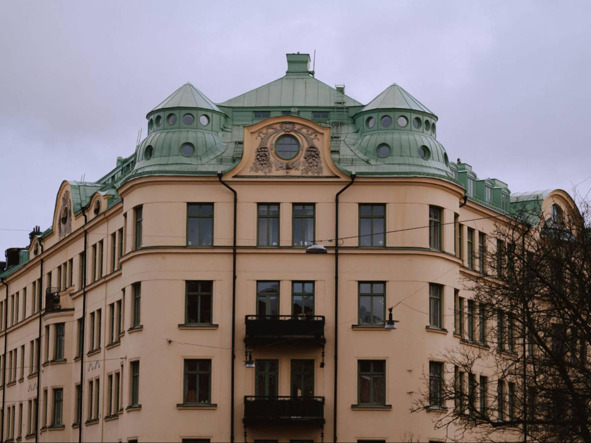 The impressive rooftop of a building in Vasastan
