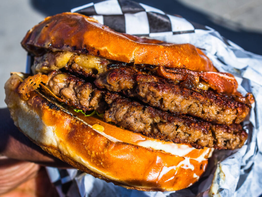 Closeup look of the  vegan burger