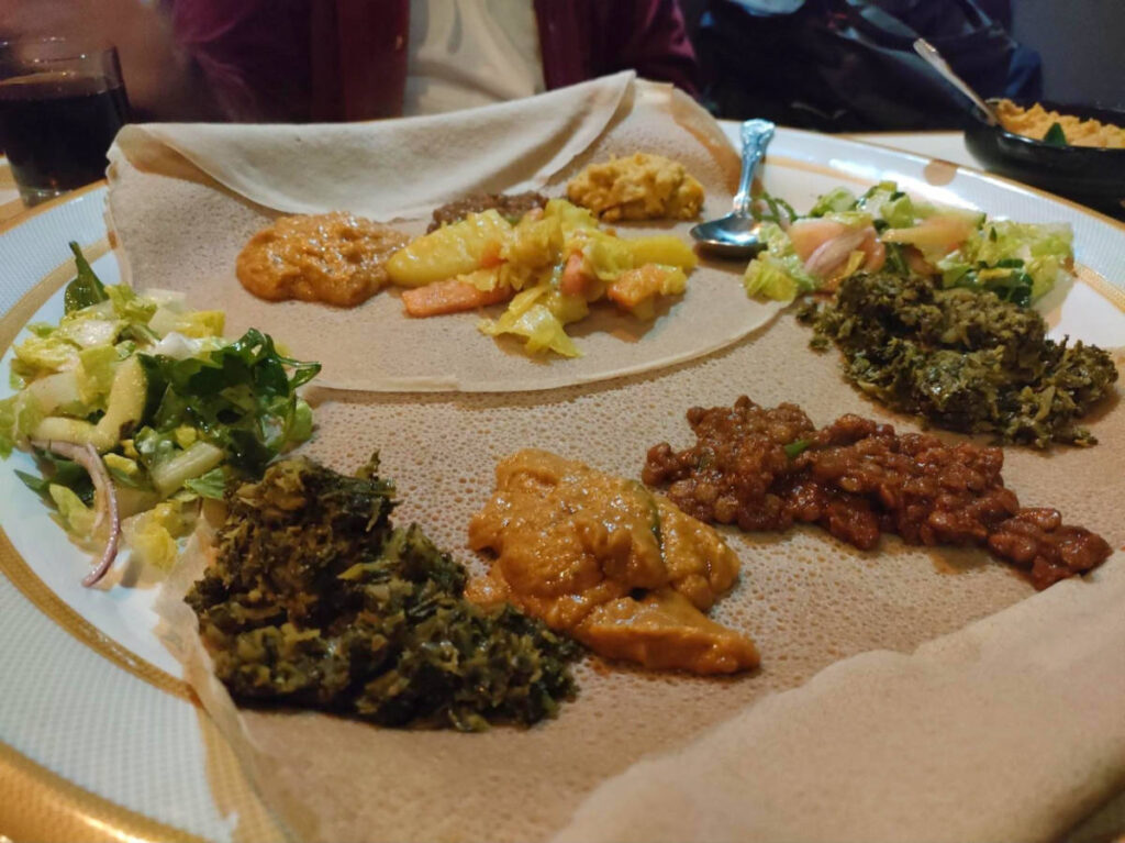 Closeup look of the vegan platter