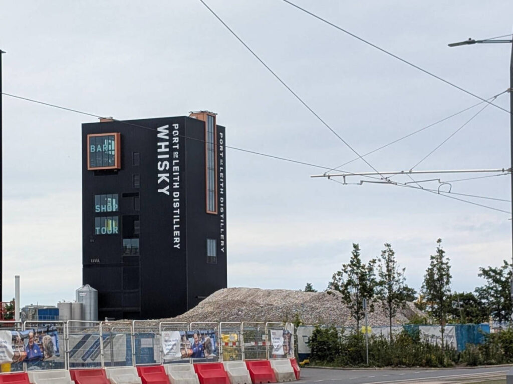 View of the unique structure of the vertical Port of Leith Distillery