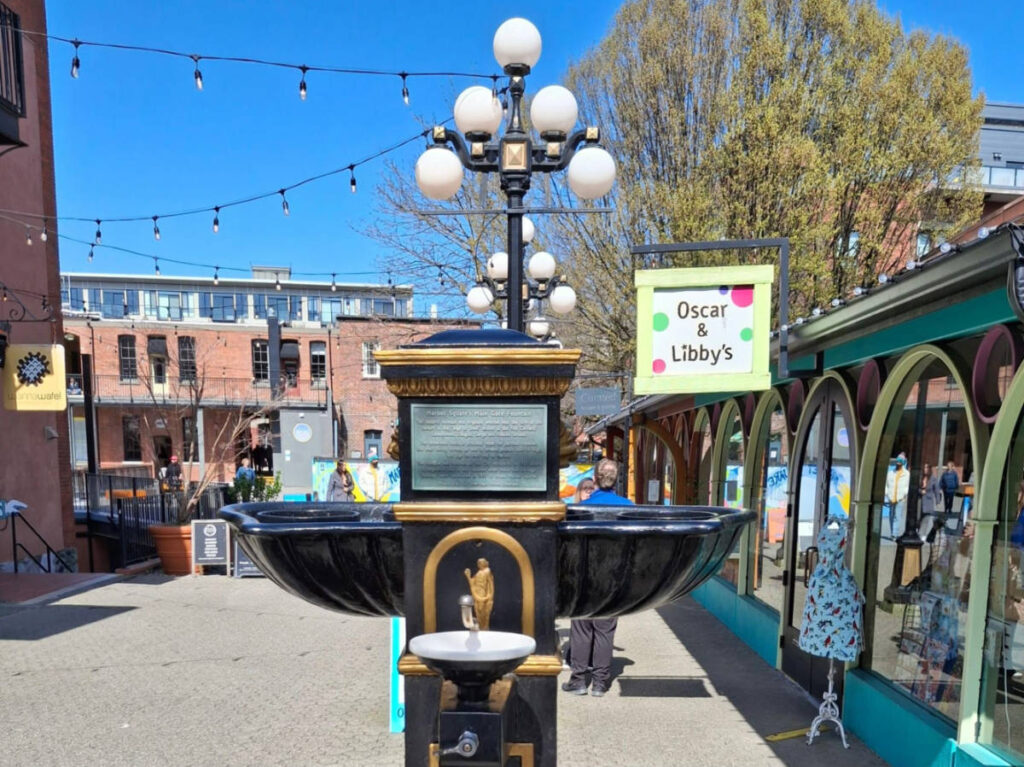 View of the shops at the Market Square in Victoria