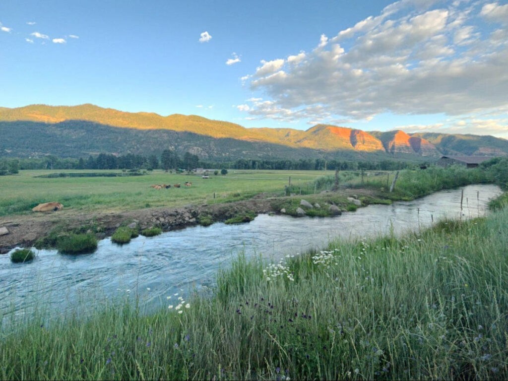 Scenic view of the landscape from James Ranch at sunset