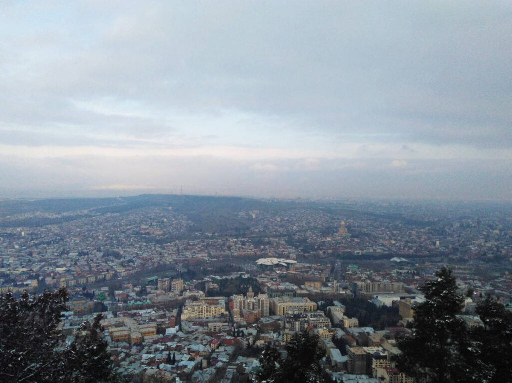 Overlooking view of Tbilisi from Mtatsminda Pantheon