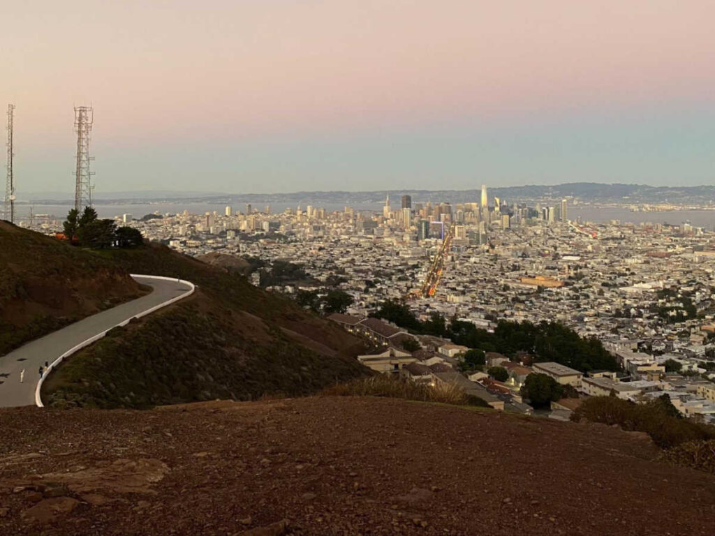 Scenic overlooking view of the city from the Twin Peaks Lookout