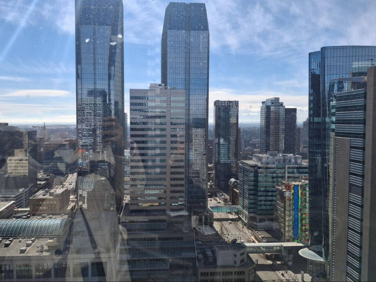 View of the skyscrapers from the 27th floor of Courtyard by Marriott Downtown Calgary
