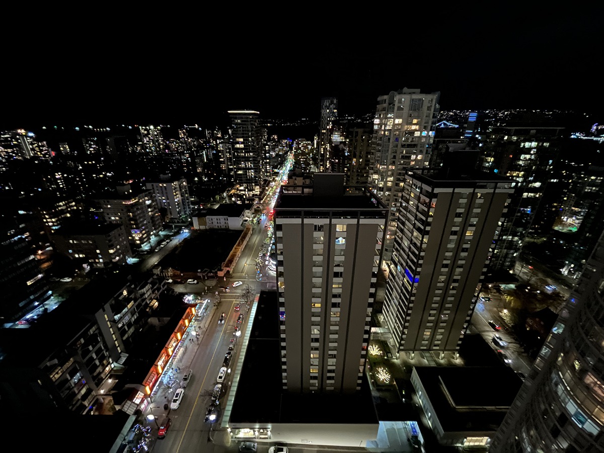 Overlooking view of the city from the Blue Horizon Hotel at night