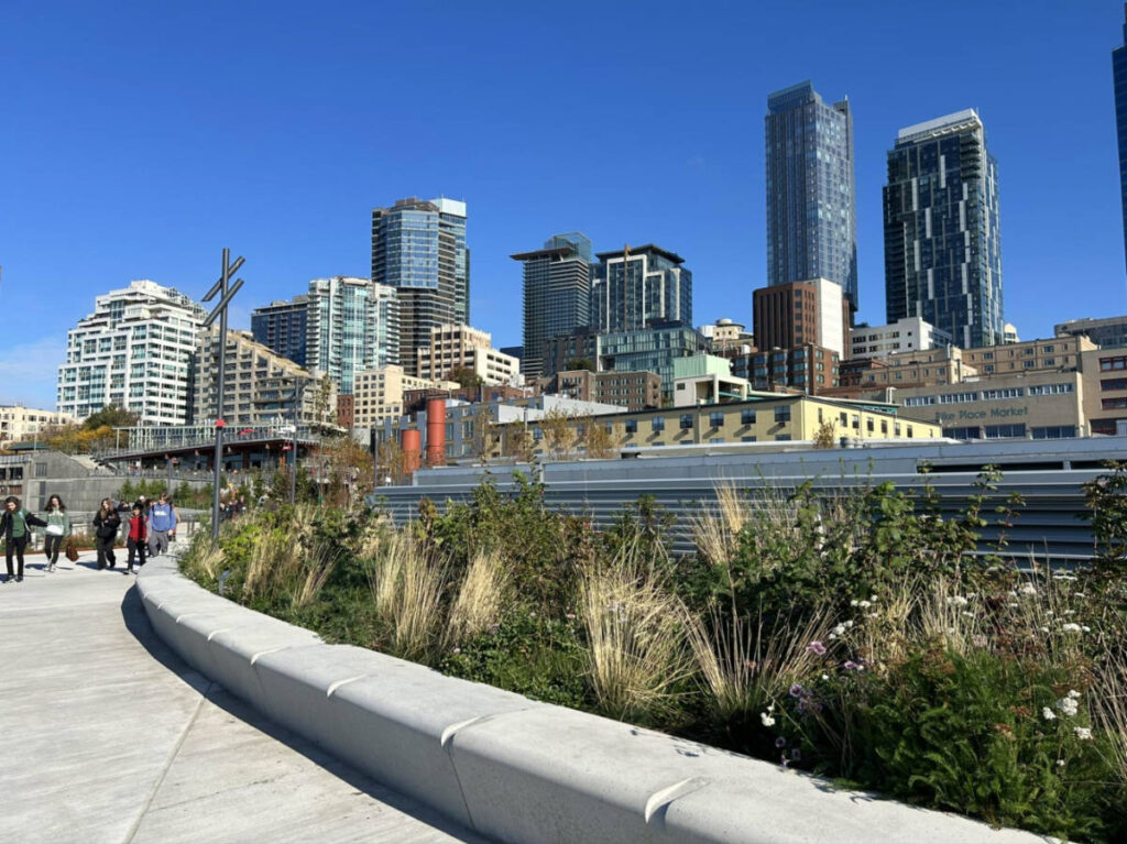View of Downtown Seattle from the new Pike Place Overlook Walk