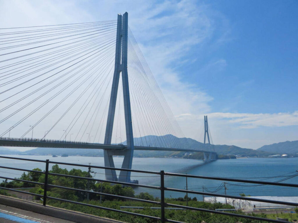 Closeup look of the Tatara Bridge from the cycle route