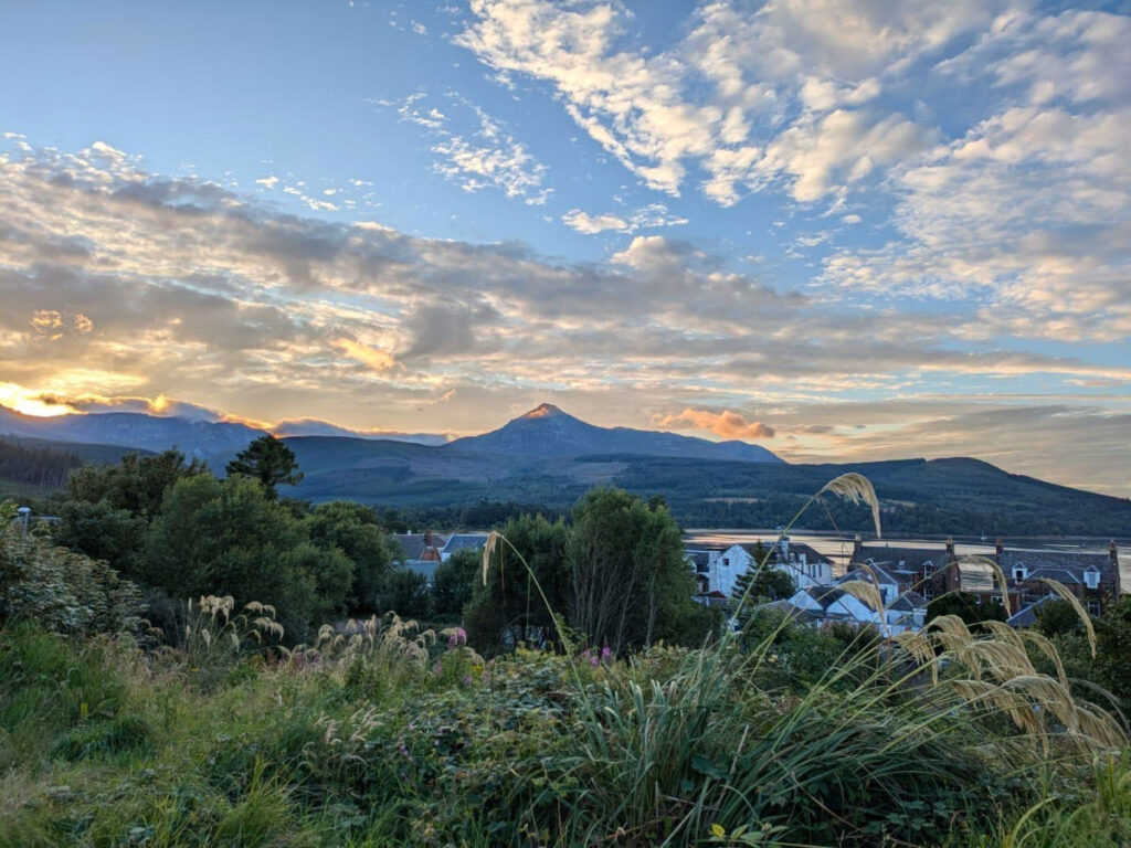 Overlooking view of the village of Brodick in Arran
