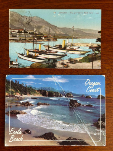 Two Vintage postcards picked up at antique stores