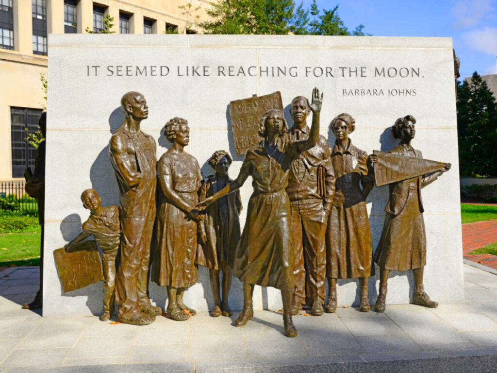 The statues at the Virginia Civil Rights Monument