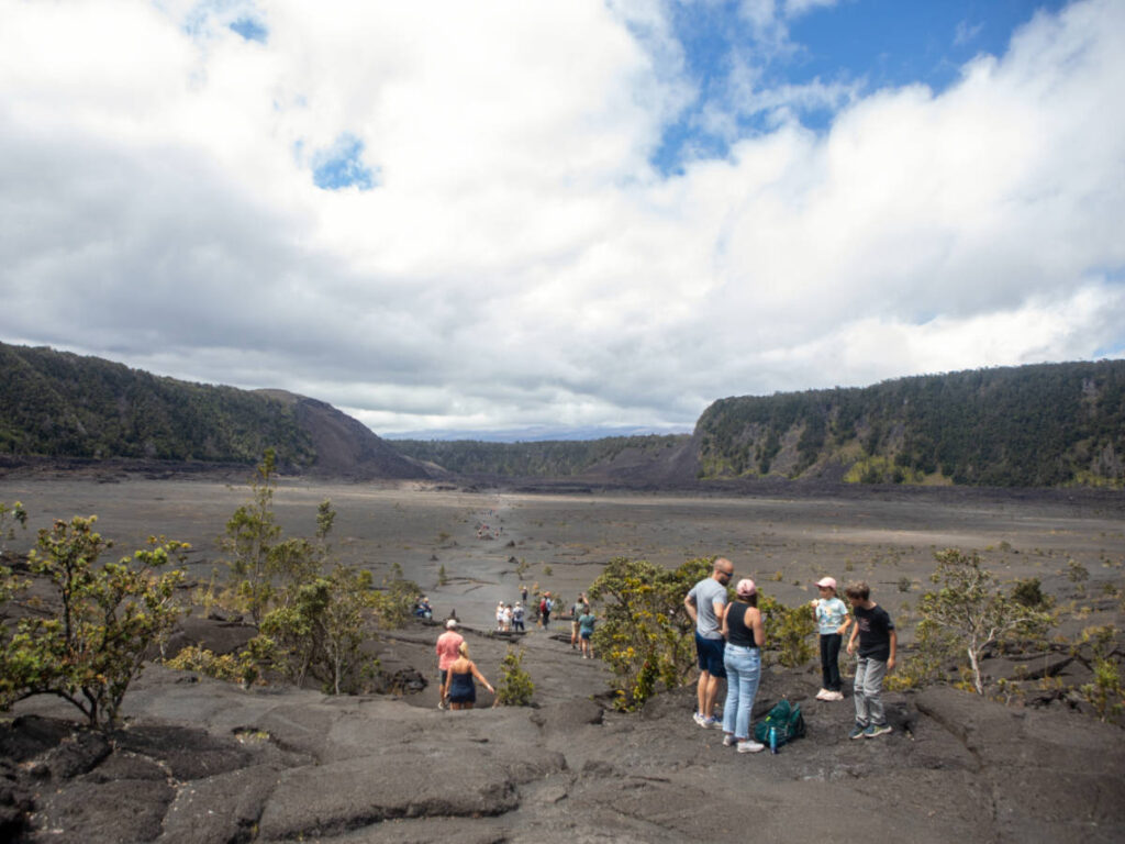 The Visitors walking in Kilauea Iki Crater in Hawai’i Volcanoes National Park