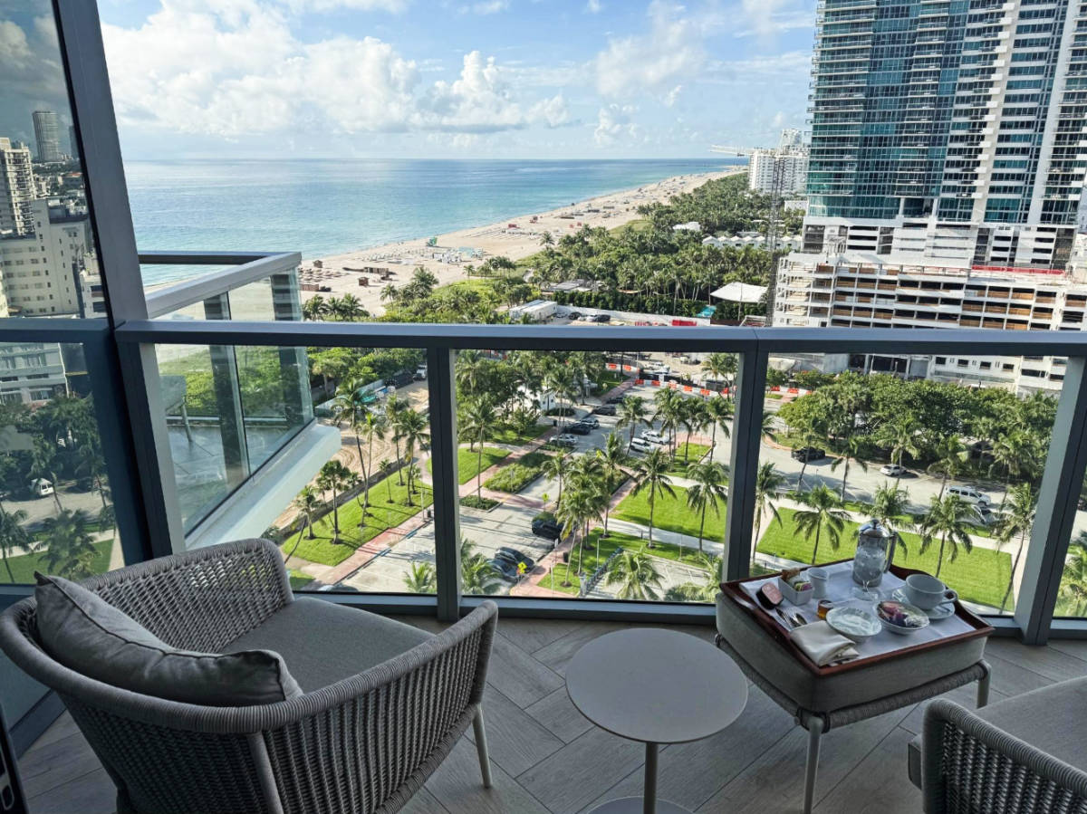 View from the balcony of a room in W South Beach hotel