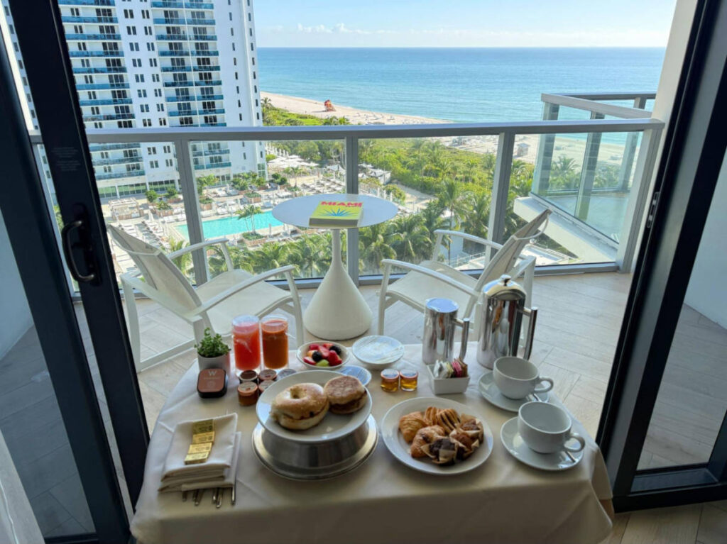 View while eating breakfast in a room in W South Beach hotel