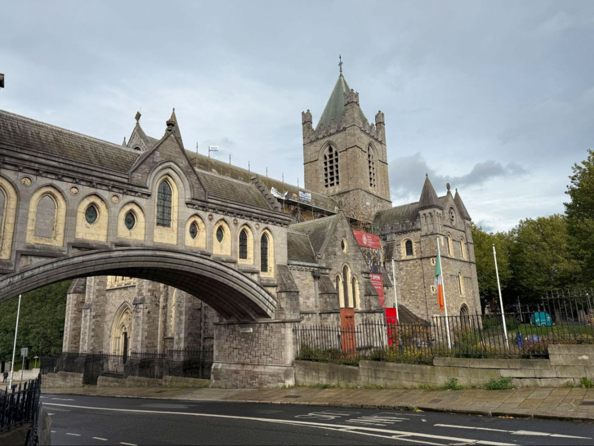View of the covered walkway of Christ Church Cathedral