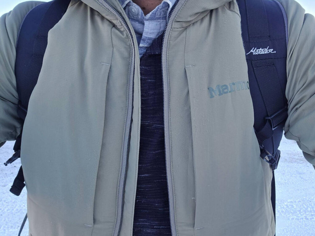 Closeup look of the warm jacket
