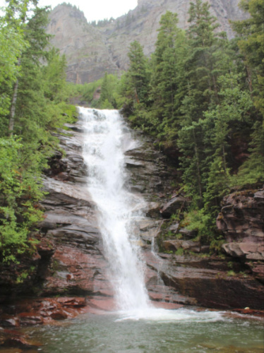 A waterfall along the trail