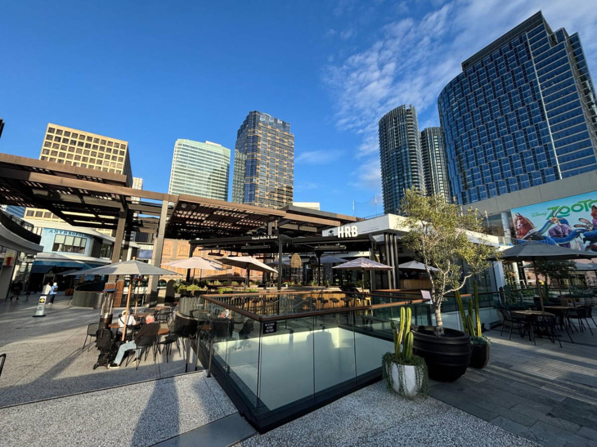 View of the skyscrapers around the The pristine Westfield Mall in Beverly Hills