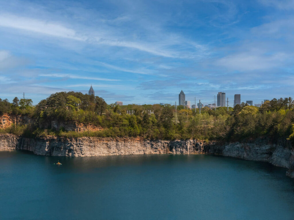 View of the calm waters of Westside Reservoir Park