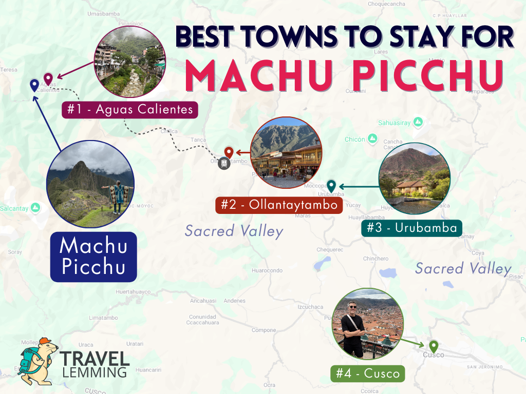 A graphic map that shows the best areas to stay in Cusco