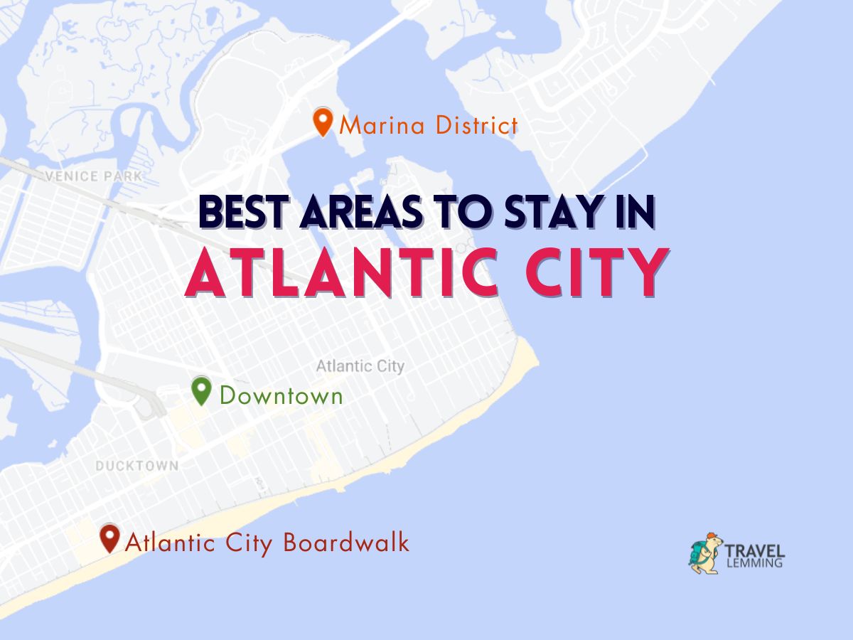 A graphic map that shows the best areas to stay in Atlantic City