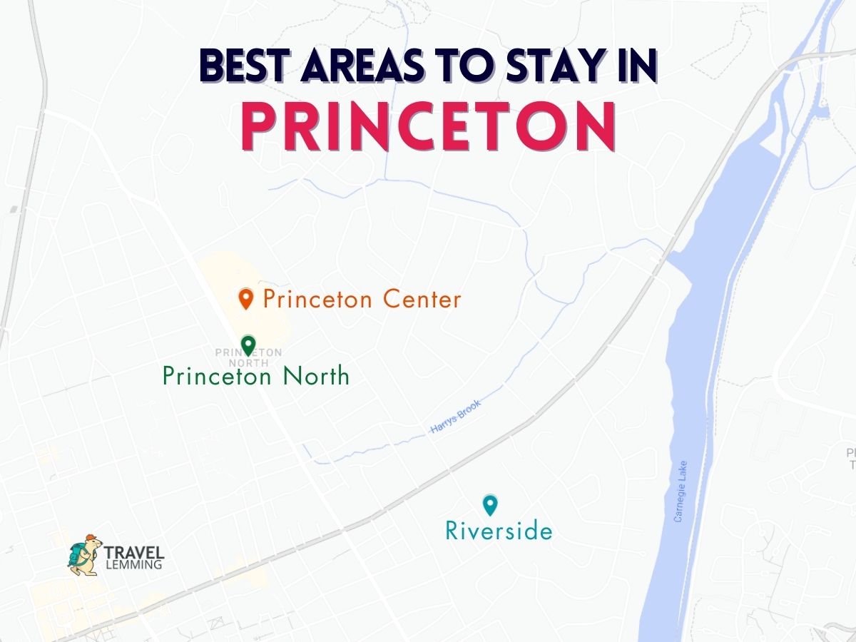 A graphic map that shows the best areas to stay in Princeton