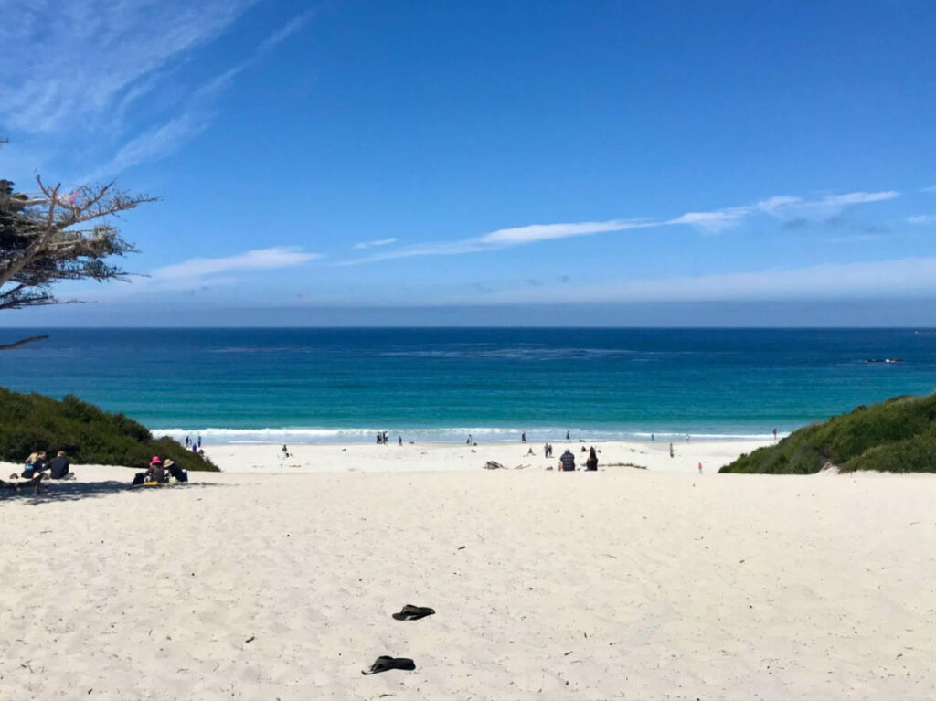 Panoramic view of the white sands of Carmel Beach